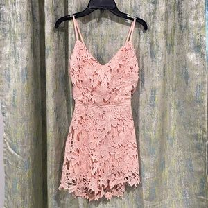 Ark & Co pink lace romper in size small.